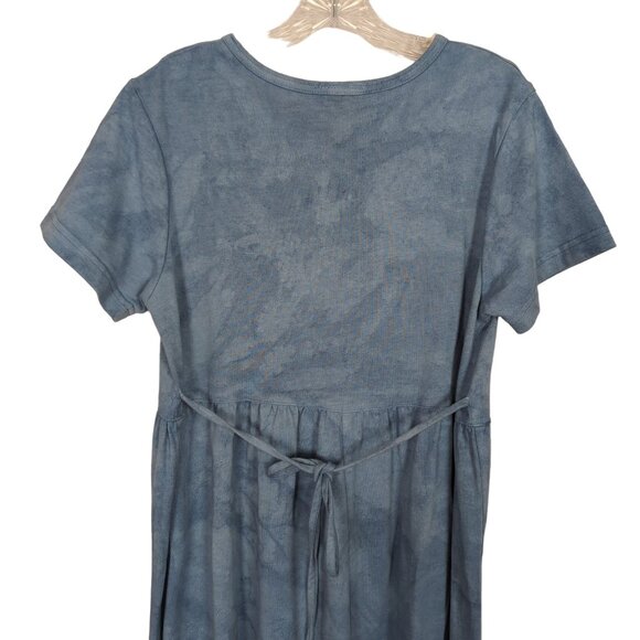 Cactus Bay Vintage light tie dye blue Maxi Dress Patriotic Flag Print Tie Back M - Picture 5 of 14